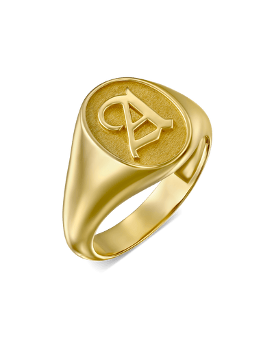 Blackletter Signet Ring -18K Yellow Gold Plated- The Adorned -