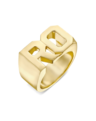 College Initials Ring -18K Yellow Gold Plated- The Adorned-