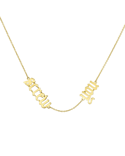 Double Blackletter Floating Name Necklace -18K Yellow Gold Plated- The Adorned-