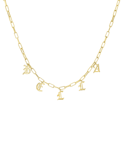 Open Link Name Chain - Blackletter -18K Yellow Gold Plated- The Adorned-