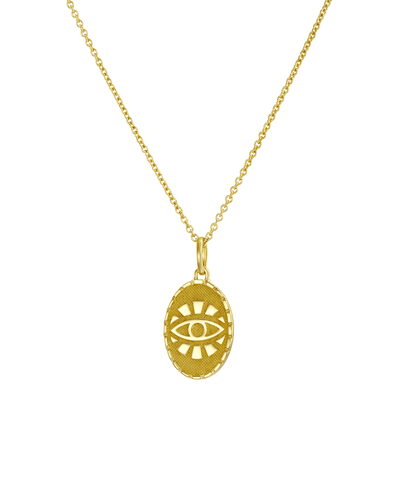 Oval Evil Eye Medallion -18K Yellow Gold Plated- The Adorned-