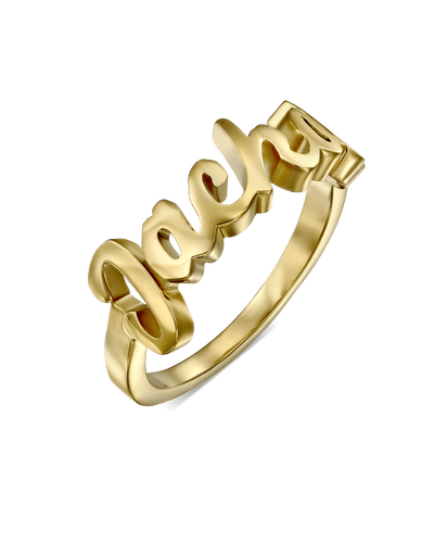 Script Name Ring -18K Yellow Gold Plated- The Adorned-