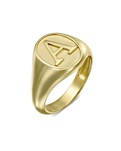 Serif Signet Ring -18K Yellow Gold Plated- The Adorned-