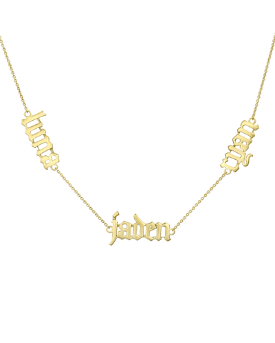 Triple Blackletter Floating Name Necklace -18K Yellow Gold Plated- The Adorned-