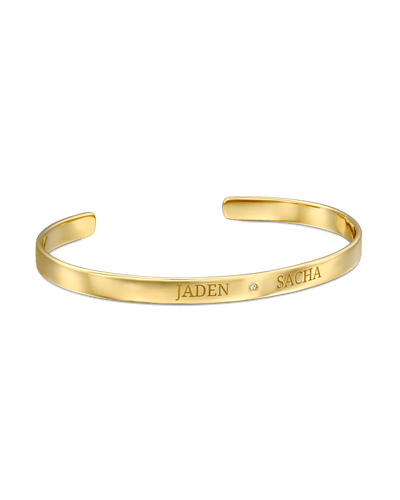 2 Names Bangle -18K Yellow Gold Plated- The Adorned-