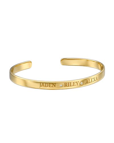 3 Names Bangle -18K Yellow Gold Plated- The Adorned-