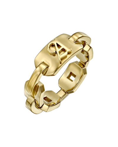 Blackletter Chain Ring -18K Yellow Gold Plated- The Adorned-