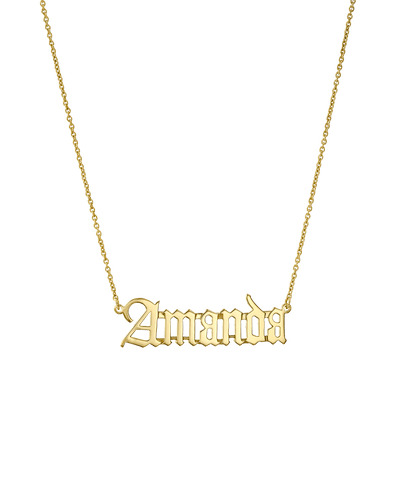 Blackletter Nameplate -18K Yellow Gold Plated- The Adorned -