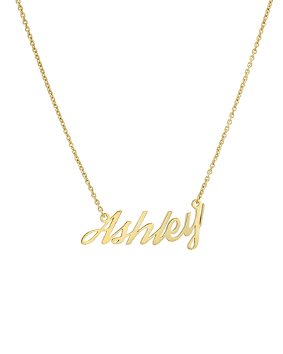 Cursive Nameplate -18K Yellow Gold Plated- The Adorned-