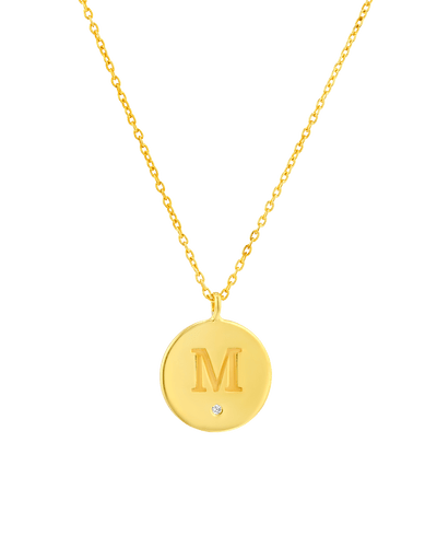 Diamond Medallion - Serif -18K Yellow Gold Plated- The Adorned-