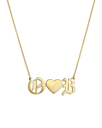 Double Blackletter Initials Love Necklace -18K Yellow Gold Plated- The Adorned-