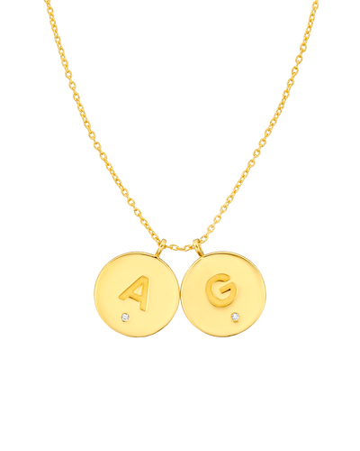 Double Diamond Medallion - Sans -18K Yellow Gold Plated- The Adorned-