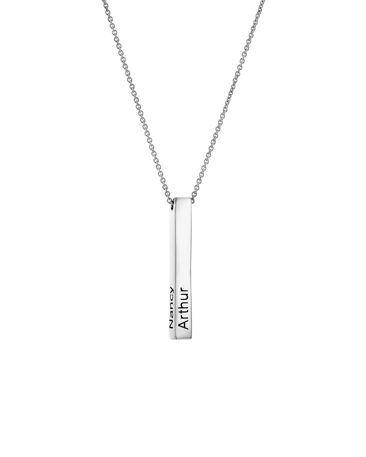 Love Hard Engraved Silver Bar Chain Necklace ~ Lucky Orange Pants