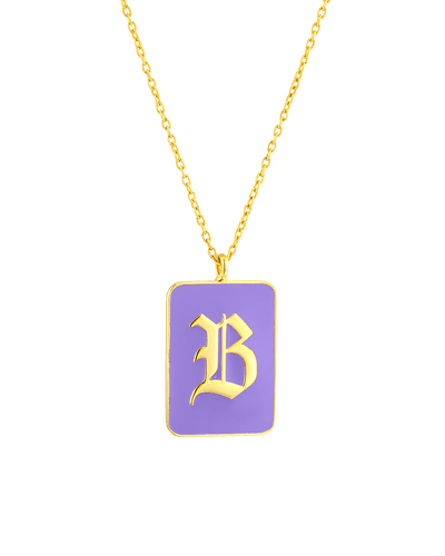 Enamel Dogtag - Blackletter -18K Yellow Gold Plated- The Adorned-