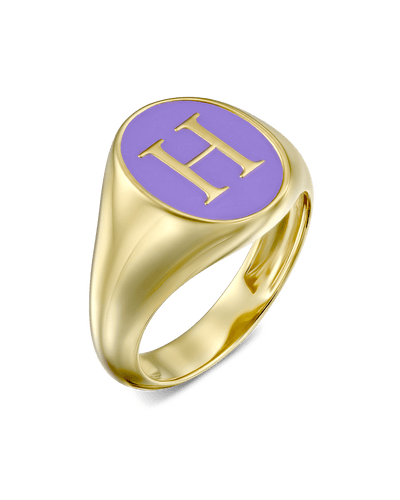 Enamel Signet Ring - Serif -18K Yellow Gold Plated- The Adorned-