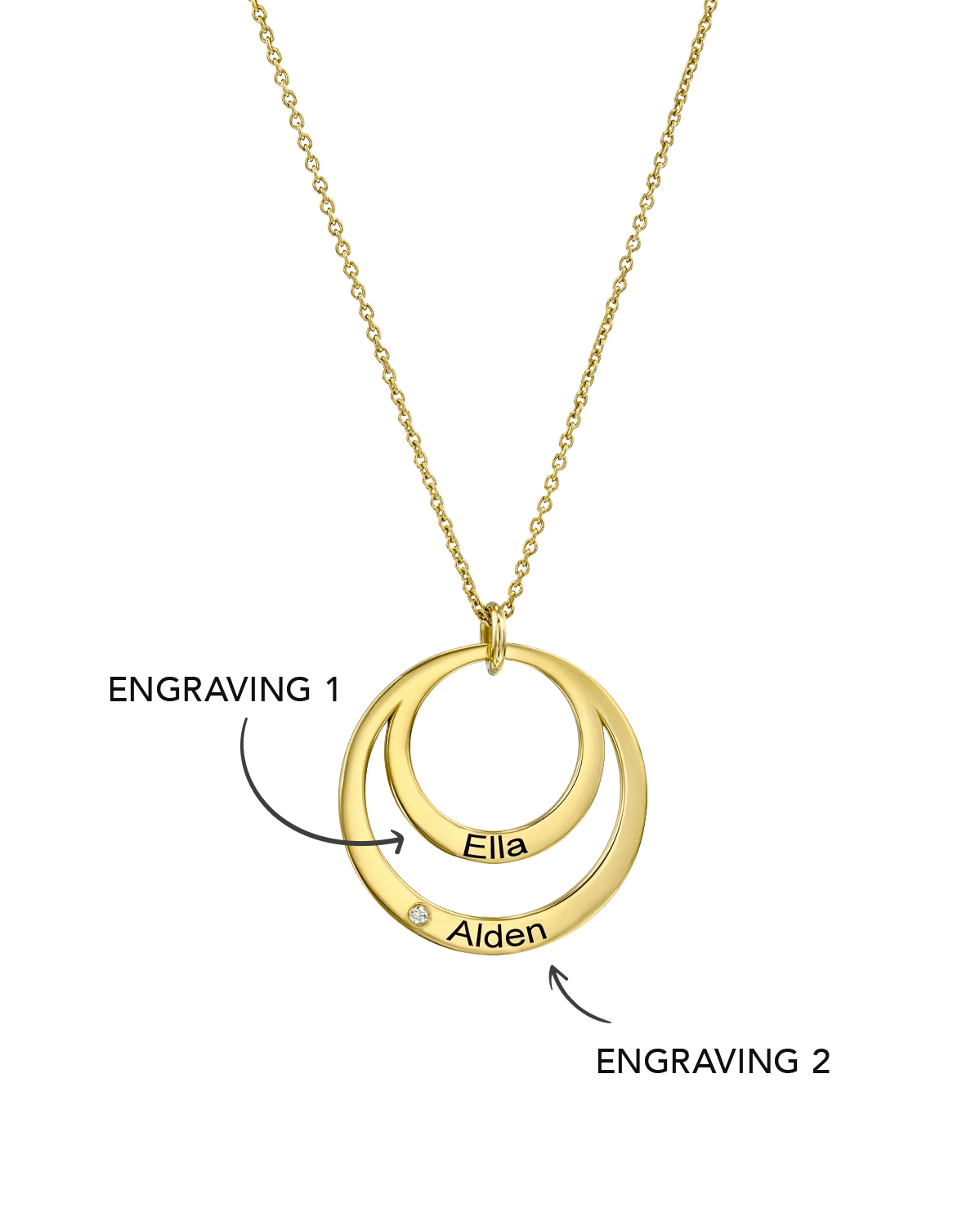 18K Gold Plated Engraving Round Pendant Necklace