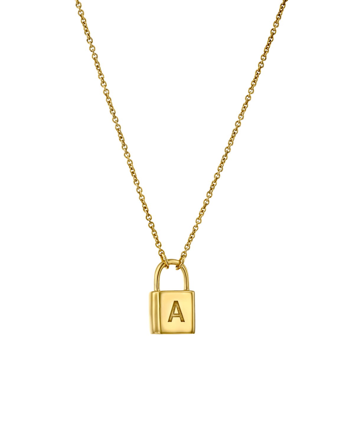 18K Gold Plated Initial Lock Pendant Necklace