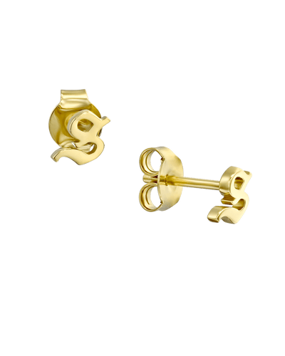 Initial Studs - Blackletter -18K Yellow Gold Plated- The Adorned -