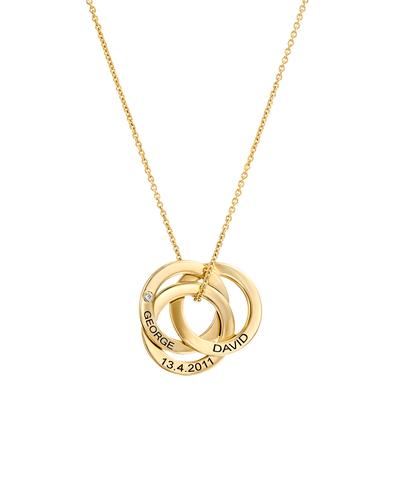 Interlocking Triplet Family Pendants with Diamond -18K Yellow Gold Plated- The Adorned-