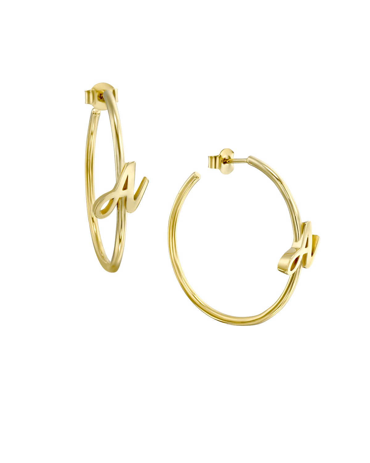 Initial hoop earrings online gold