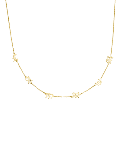 Name Chain Horizontal - Blackletter -18K Yellow Gold Plated- The Adorned-