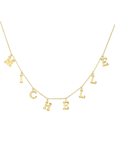 Name Chain Necklace- Varsity -18K Yellow Gold Plated- The Adorned-