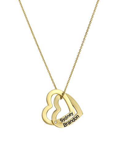 Open Double Hanging Hearts Necklace -18K Yellow Gold Plated- The Adorned-