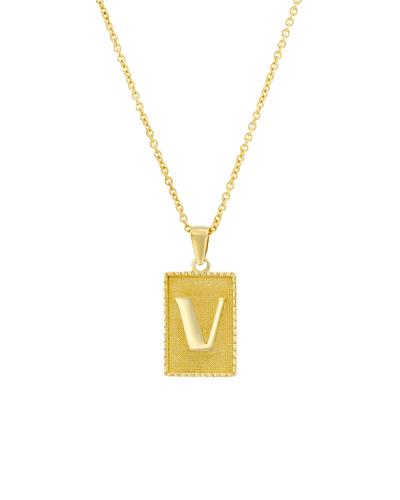 The Rectangle Initial Dogtag -18K Yellow Gold Plated- The Adorned-