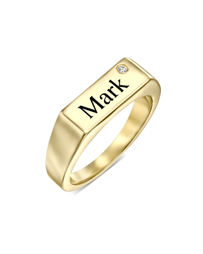 Thick Engraved Stackable Name Ring -18K Yellow Gold Plated- The Adorned-