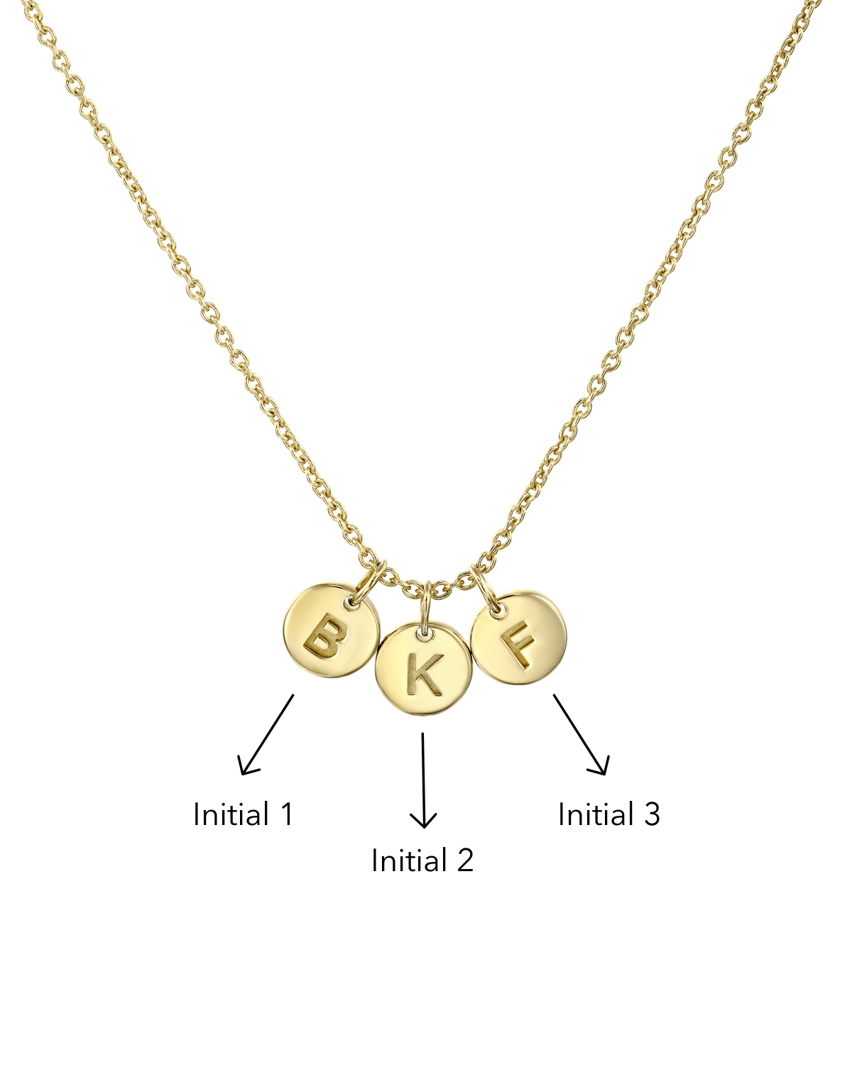 Tiny Triple Letter Pendant Necklace The Adorned